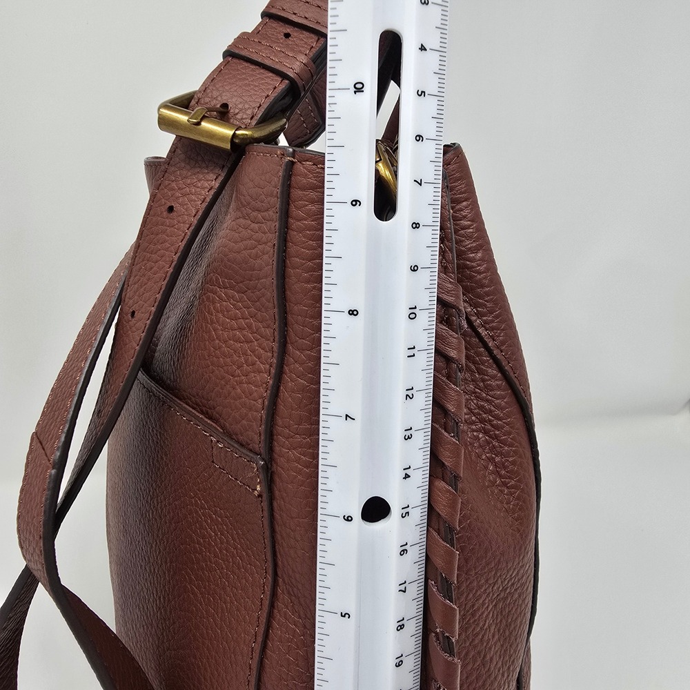 American Leather Co Luca Triple Entry Crossbody Bag Brown Leather Handbag Purse - Picture 5 of 16